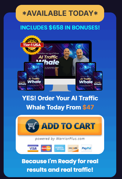 Screenshot of AI Traffic Whale checkout order form with package selected